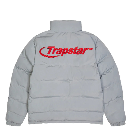 Light Grey and Red Hyperdrive Puffer Jacket